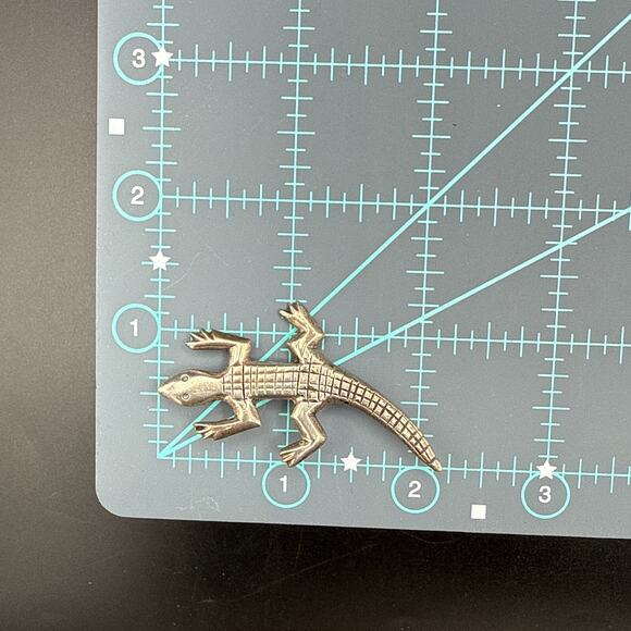 Vintage Brooch Sterling Silver 925 Alligator Lizard Reptile Pin - Picture 6 of 7
